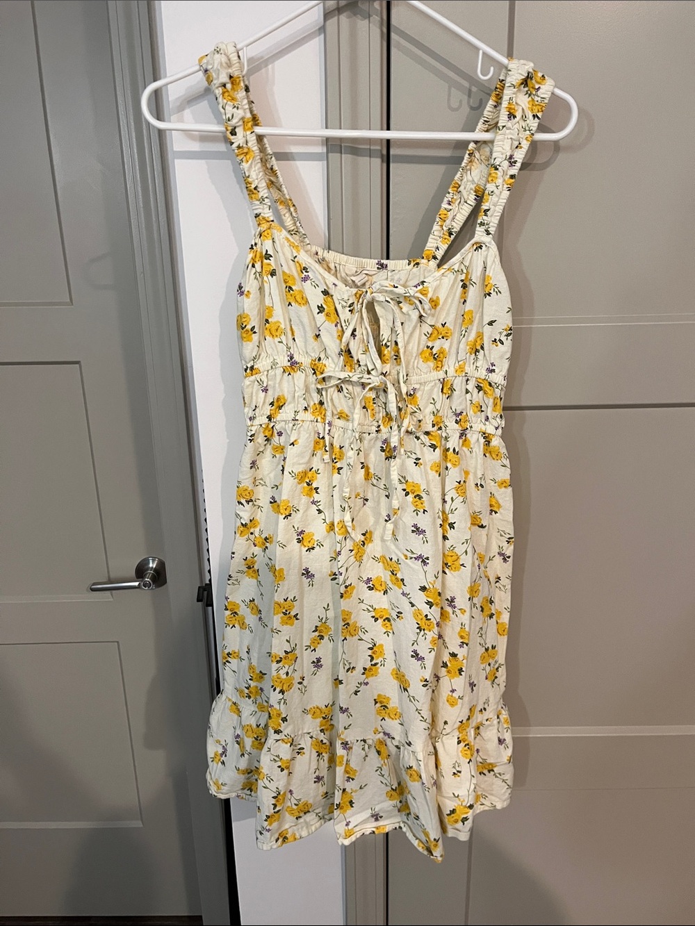 Yellow Floral Tie-Front Sundress